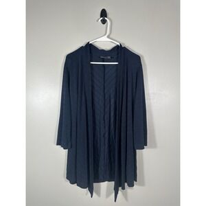 Chicos‎ Travelers Cardigan Womens 3 XL Navy Blue Open Front Textured